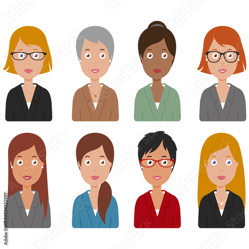 Group of business women. Vector illustration