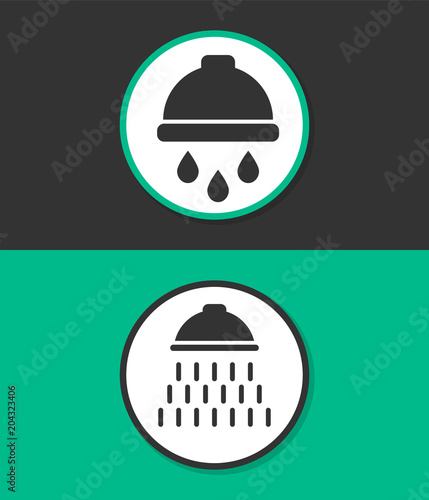 Shower vector icon with water drops symbol.