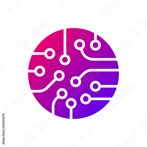 Circuit board icon vector. Colorful logo