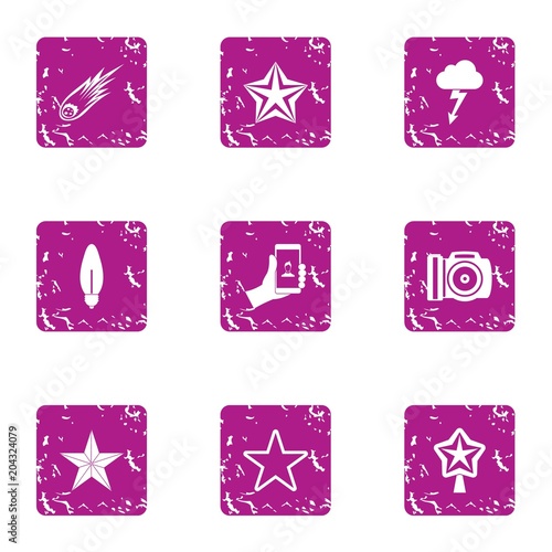 Flash icons set, grunge style