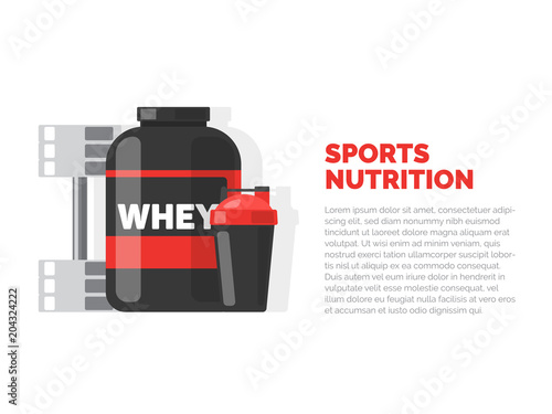 Sports nutrition. Fitness. Vector illustration isolated on white background.