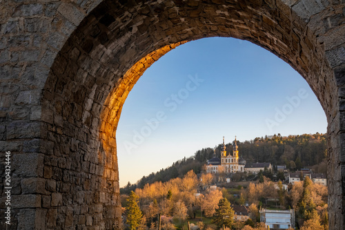 Beautiful view on Pilgrimage church Kappele - baroque masterpiece chapel in Wurzburg,Germany