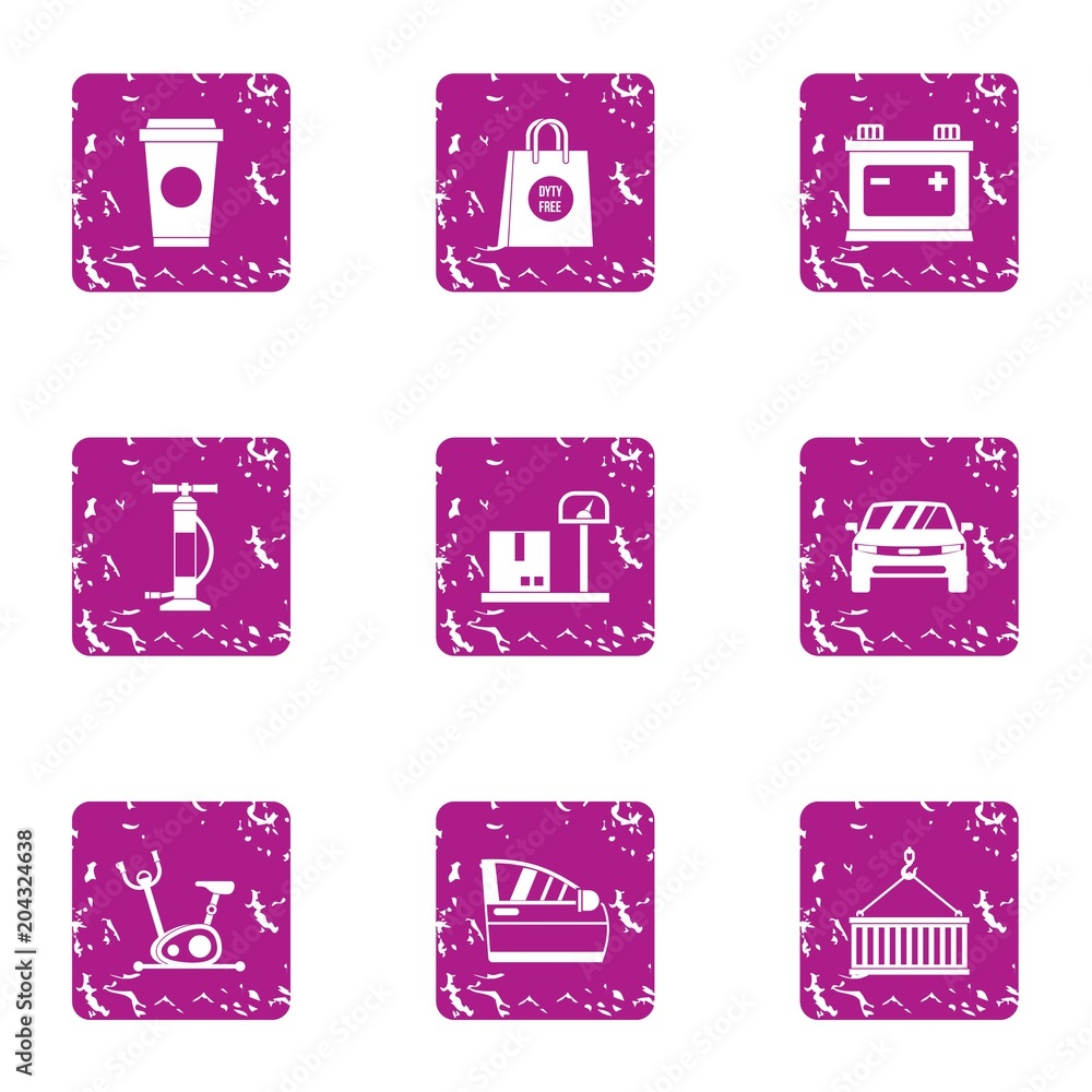Technical figure icons set, grunge style Technical figure icons set, grunge style