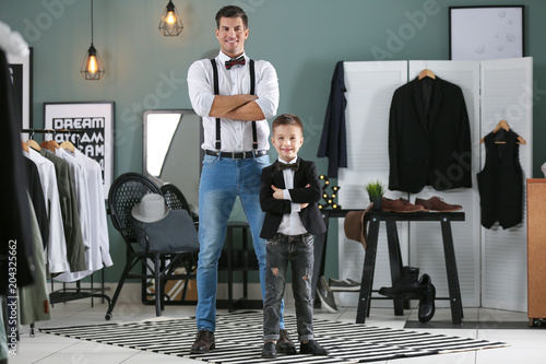 Stylish father and son, ind...