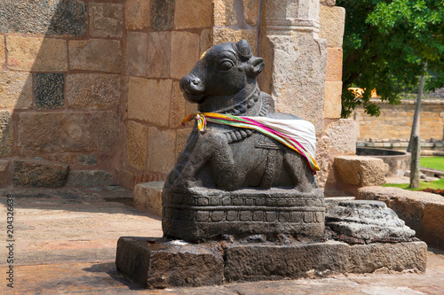 Nandi bull at the entrance to the mahamandapa, Brihadisvara Temple, Gangaikondacholapuram, Tamil Nadu, India photo