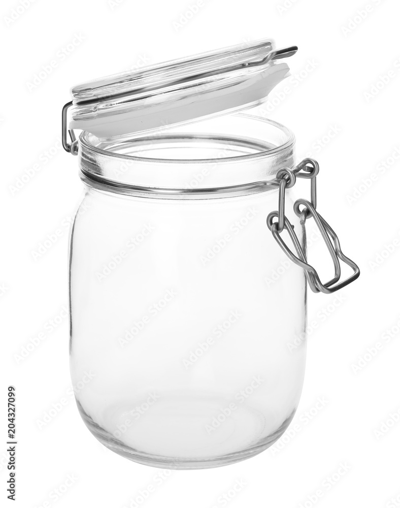 Empty glass jar on white background Empty glass jar on white background