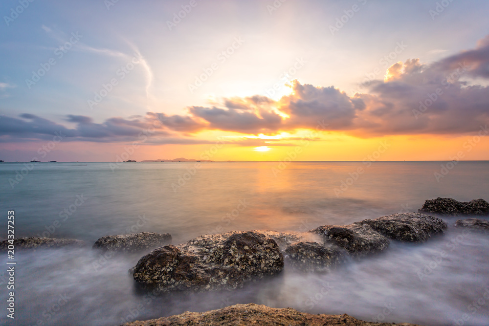 Beautiful landscape sunset over sea