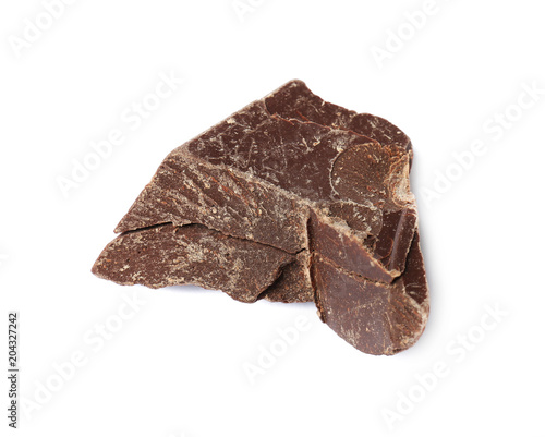 Delicious chocolate chunk on white background