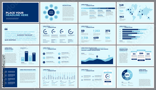 Business presentation slides templates from infographic elements. Use in presentation, corporate report, marketing, advertising, annual report, banner.