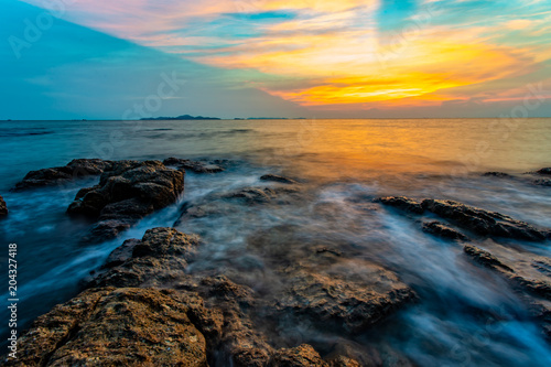 Beautiful landscape sunset over sea