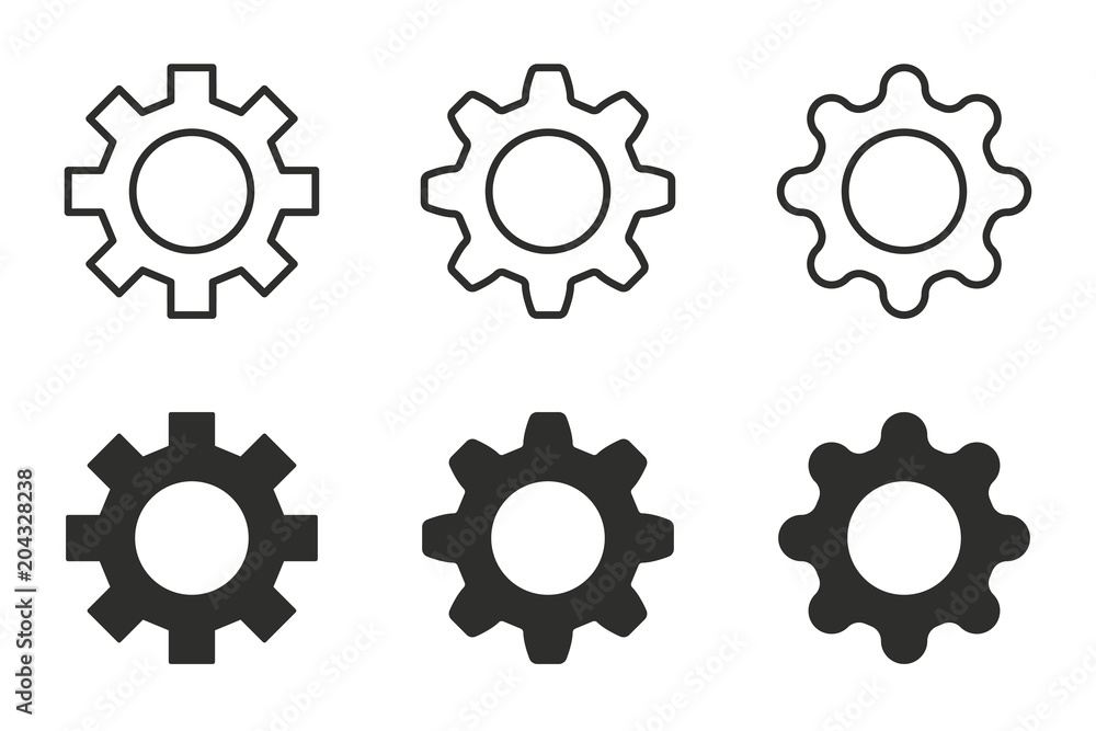 Settings vector icons set. Settings vector icons set.