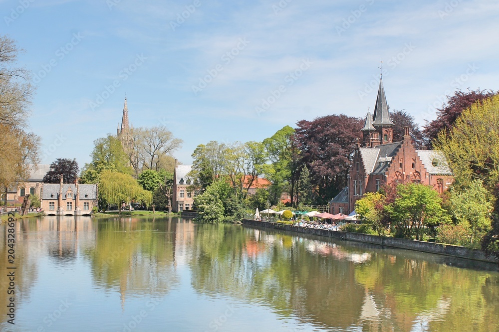 Minnewater in Bruges, Belgium