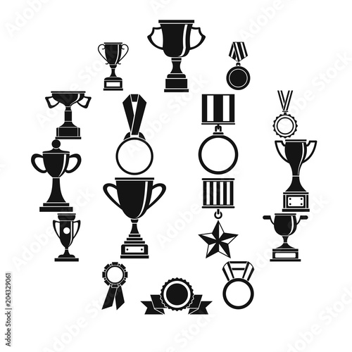 Trophy icons set, siple style photo