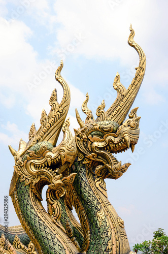 Naga statue in the temple © chaiudon