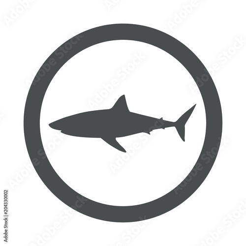 Icono plano tiburon blanco en circulo gris