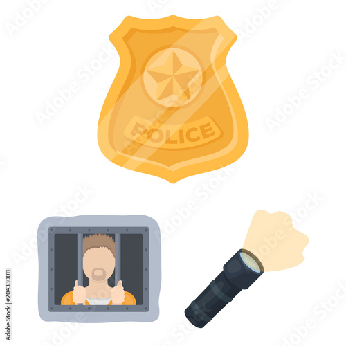 Police, Department cartoon icons in set collection for design.Detective and accessories vector symbol stock web illustration.