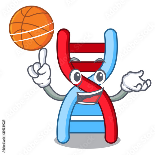 With basketball dna molecule character cartoon