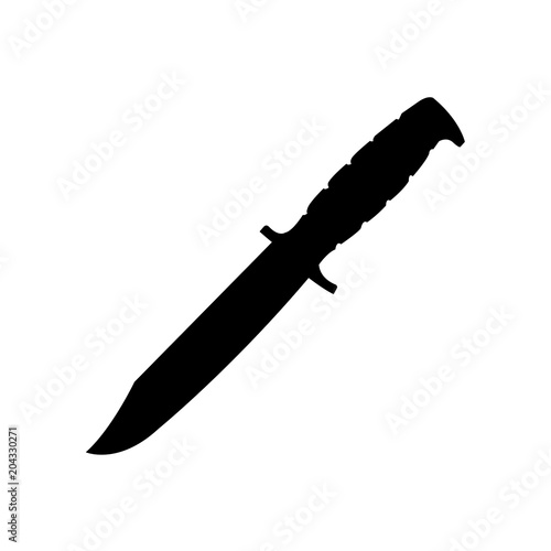 Fotobehang Icono plano cuchillo de combate en color negro
