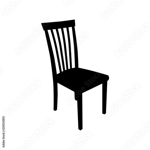 Icono plano silueta silla en color negro
