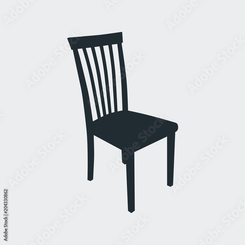 Icono plano silueta silla en fondo gris