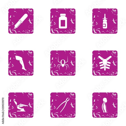 Mixture icons set, grunge style