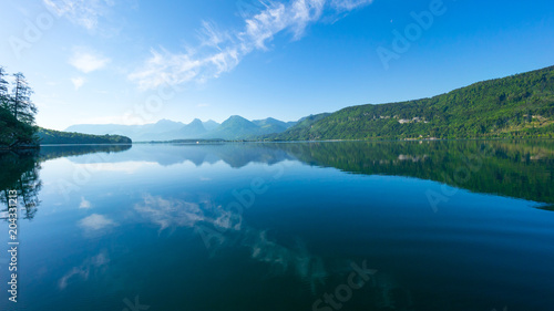 Lake Wolfgangsee on a sunny spring morning
