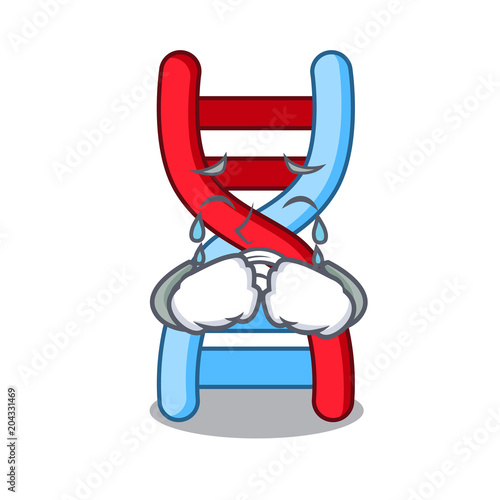 Crying dna molecule mascot cartoon
