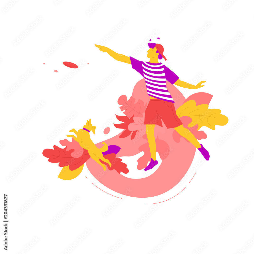 Fototapeta premium Frisbee with jumping dog