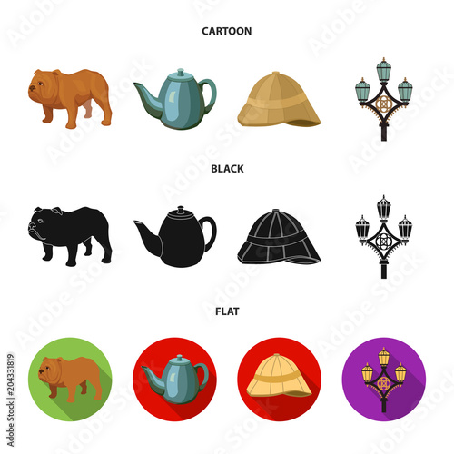 breed dog, teapot, brewer .England country set collection icons in cartoon,black,flat style vector symbol stock illustration web.