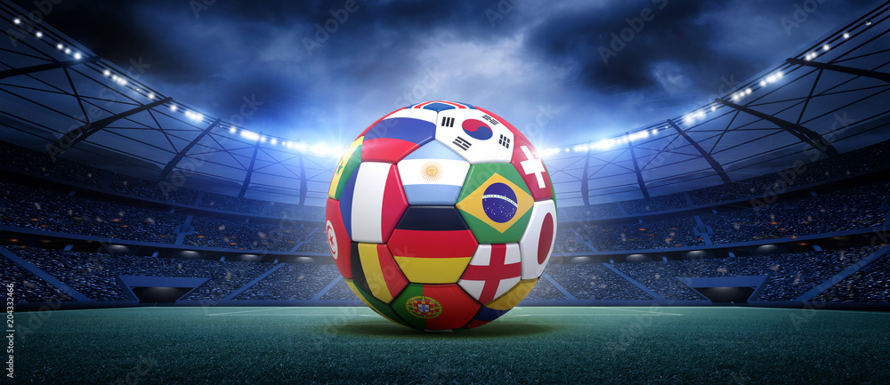 Naklejka premium Soccer ball in the stadium