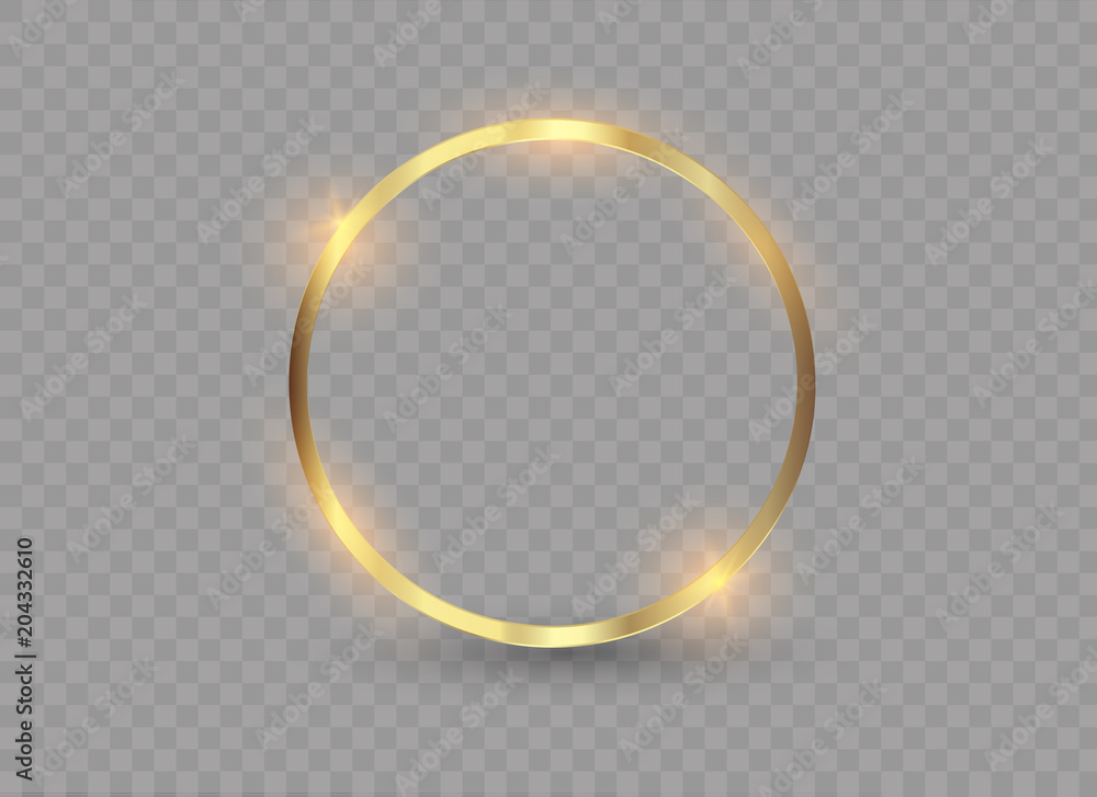 Abstract luxury golden ring. Vector light circles and spark light effect.