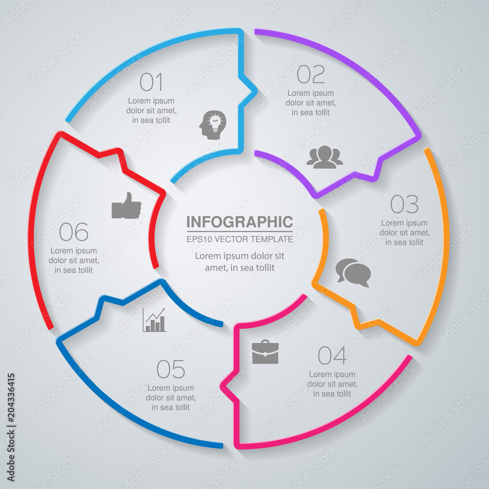 Vector infographic template for diagram, graph, presentation, chart, business concept with 6 options.