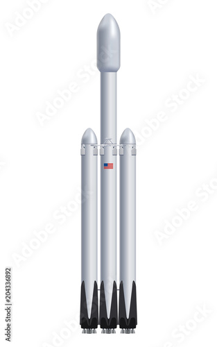 Heavy space rocket realistic vector illustration isolated on white background