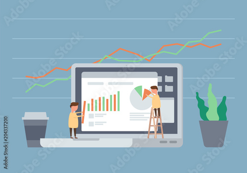 Digital analytics information tools. Big data. Concept for successful business in flat vector design.
