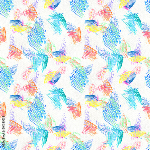 Abstract seamless scribble background. Fantasy modern colorful pattern. Vibrant art chaos backdrop.