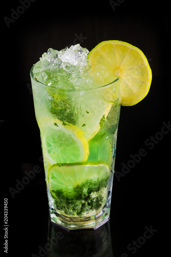 Cold mojito cocktail with ice