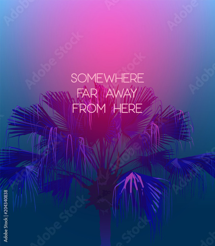 Chinese Fan Palm neon night