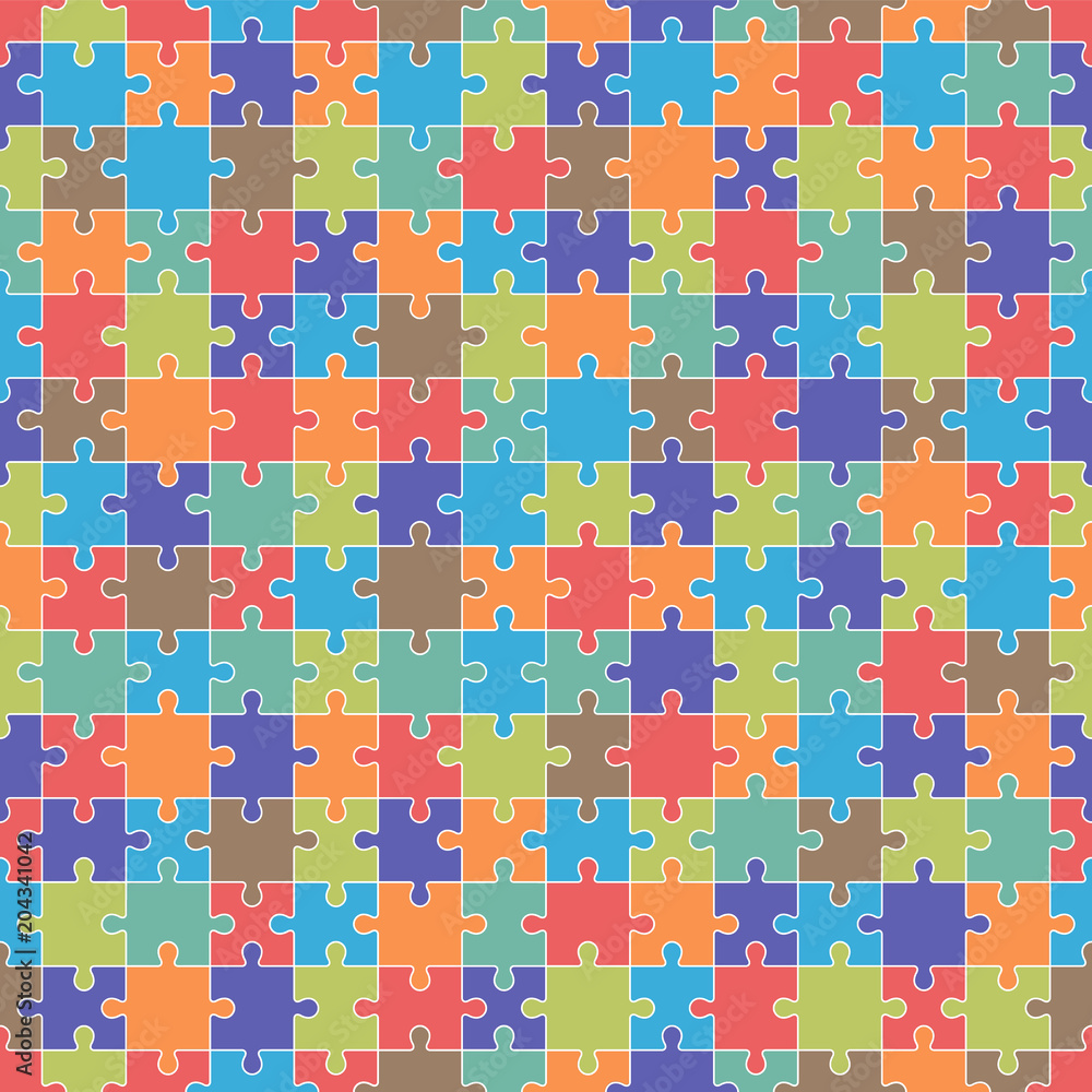 Jigsaw Seamless Pattern with colorful puzzle pieces Jigsaw Seamless Pattern with colorful puzzle pieces