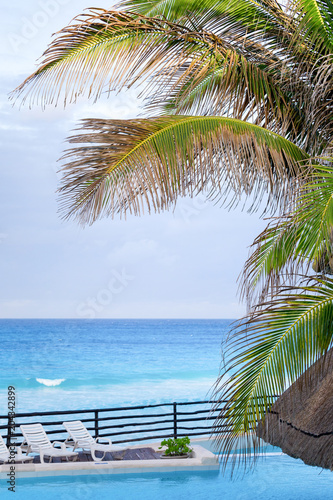 Poolside near caribbean sea