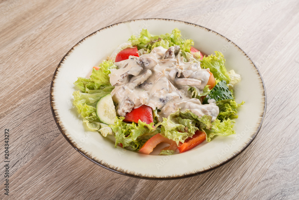 Fresh salad with mushrooms and vegetables Fresh salad with mushrooms and vegetables