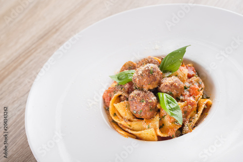 Fresh pasta with meat balls