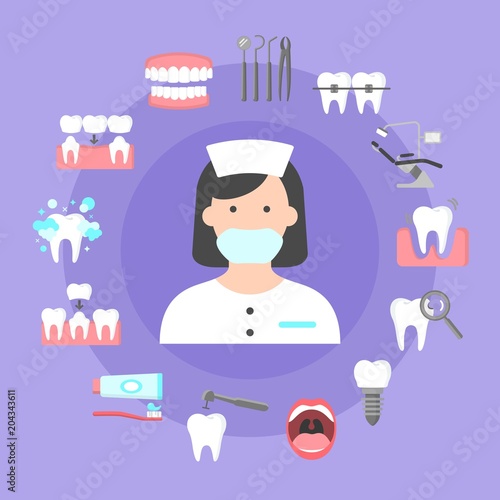 Poster with icons of dental clinic services