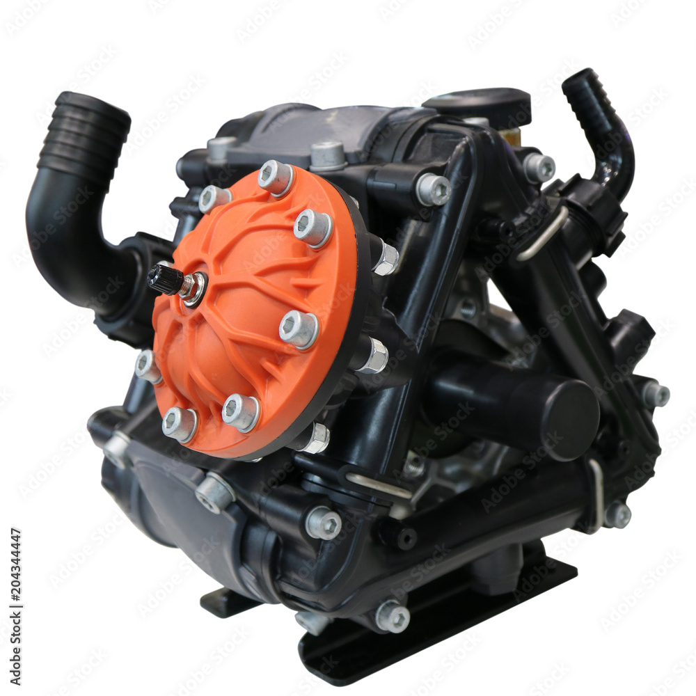 High-performance pump for agricultural irrigation machines. . Isolated on white. High-performance pump for agricultural irrigation machines. . Isolated on white.