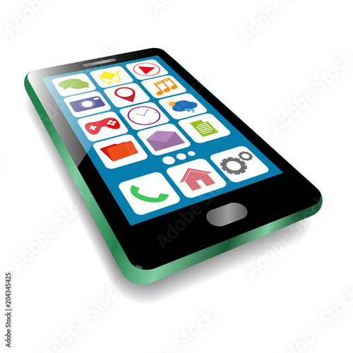 3d vector smartphone with user interface icons