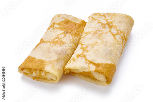 pancakes with cheese are isolated on a white background
