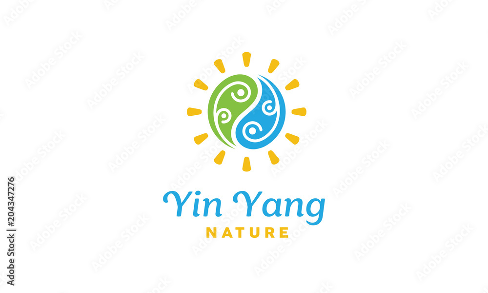 Sun Leaf Water Yin Yang Organic Nature Season Logo design inspiration Sun Leaf Water Yin Yang Organic Nature Season Logo design inspiration
