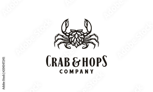 Crab Claw Hops Vintage Beer Brewing Brewery logo design inspiration
