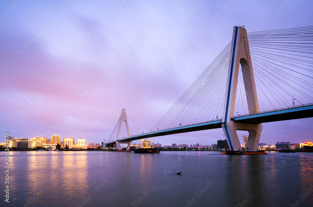 China Haikou Century Bridge Night