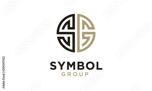 Monogram Initial SG Circular Medal Ornament logo design inspiration