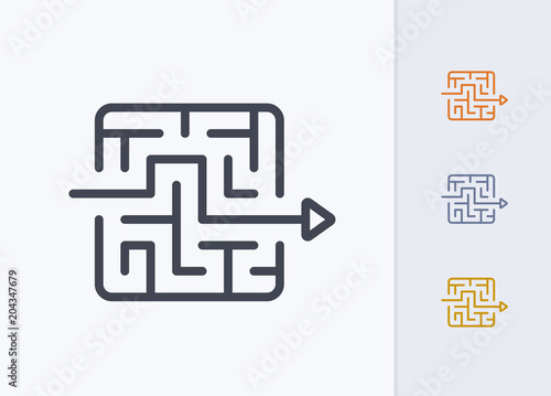 Arrow Through Maze - Pastel Stroke Icons . A professional, pixel-perfect icon.
